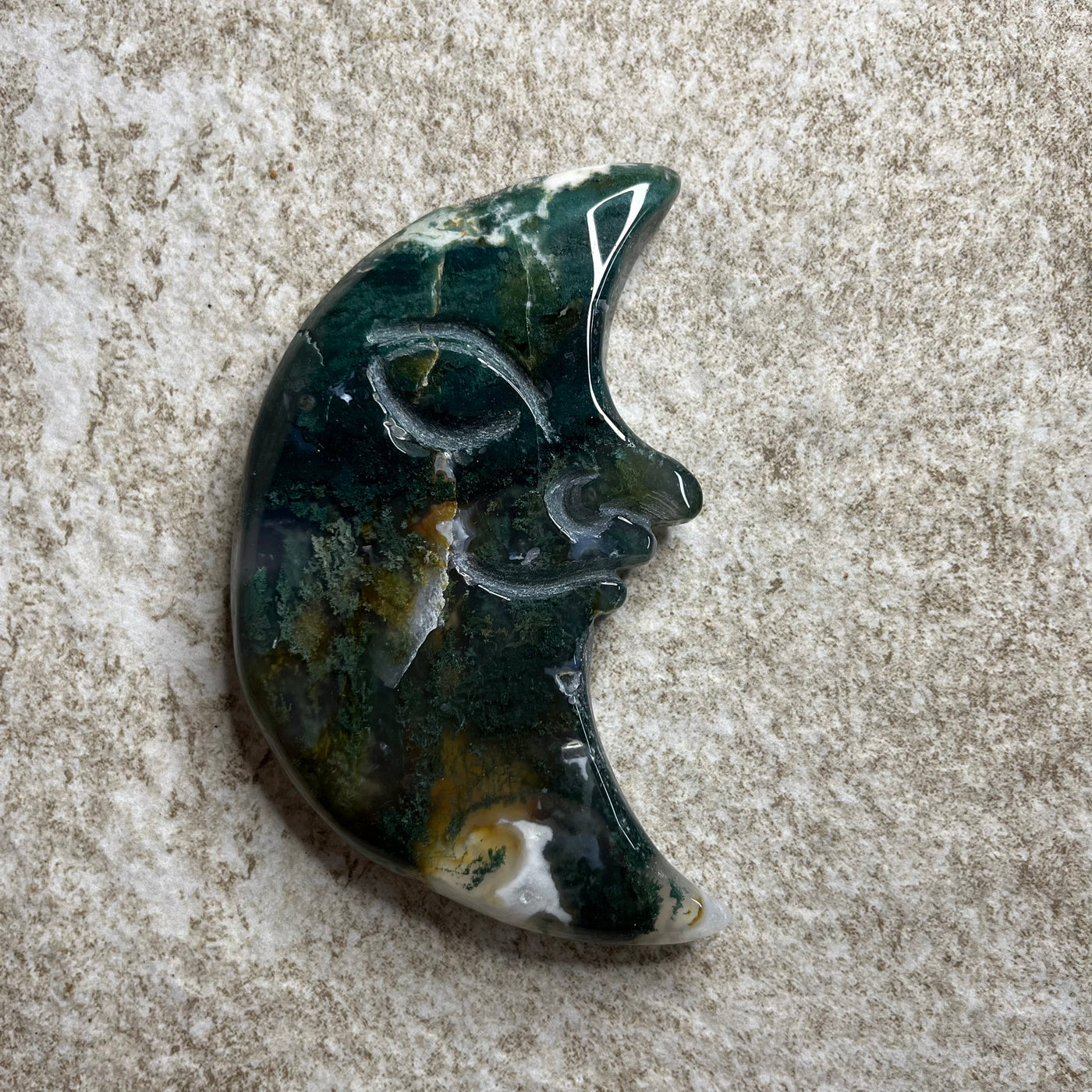 Moss Agate Moon Face #2