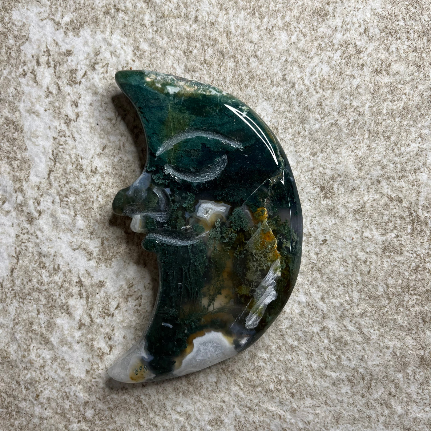 Moss Agate Moon Face #2
