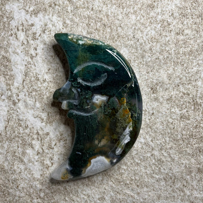 Moss Agate Moon Face #2