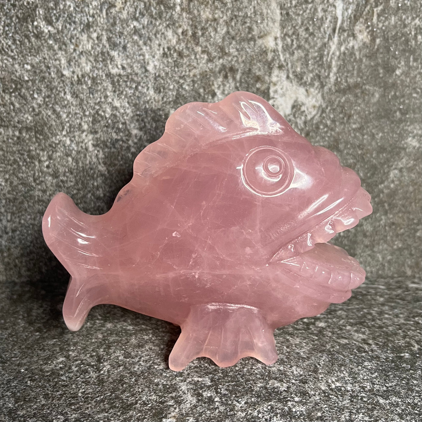 Rose Quartz Standing Fish #2