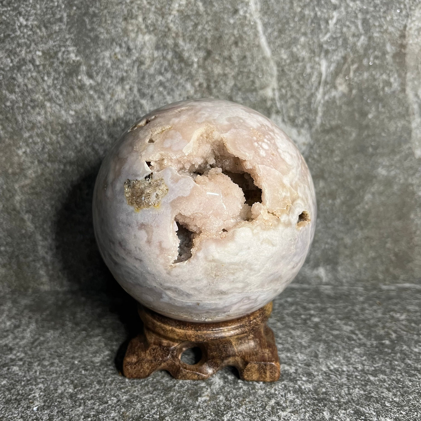 Pink Amethyst x Flower Agate Sphere #4