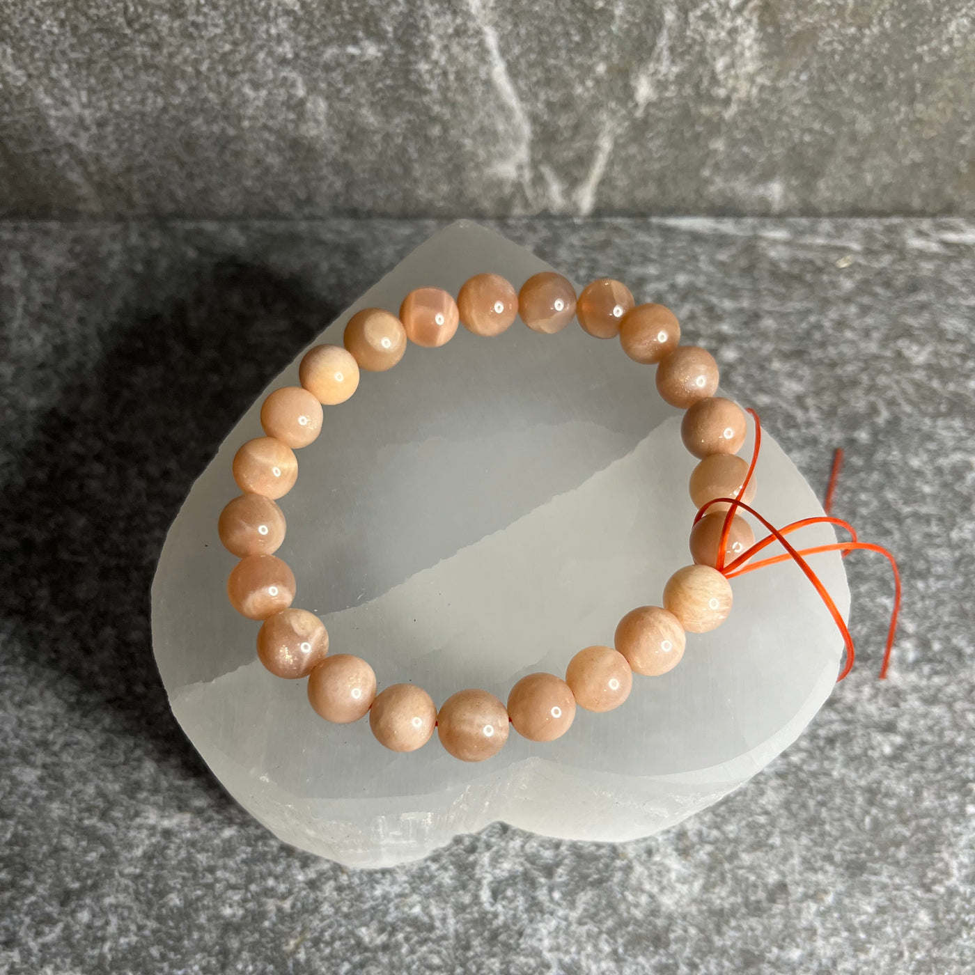 Peach Moonstone Bead Bracelet